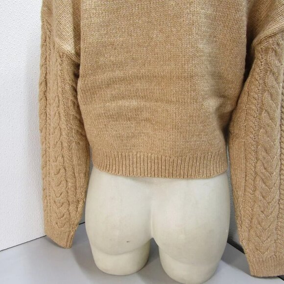 NEW DH NEW YORK Womens Eloise Crew Neck Cable Sweater Light Brown Size M - Picture 7 of 13